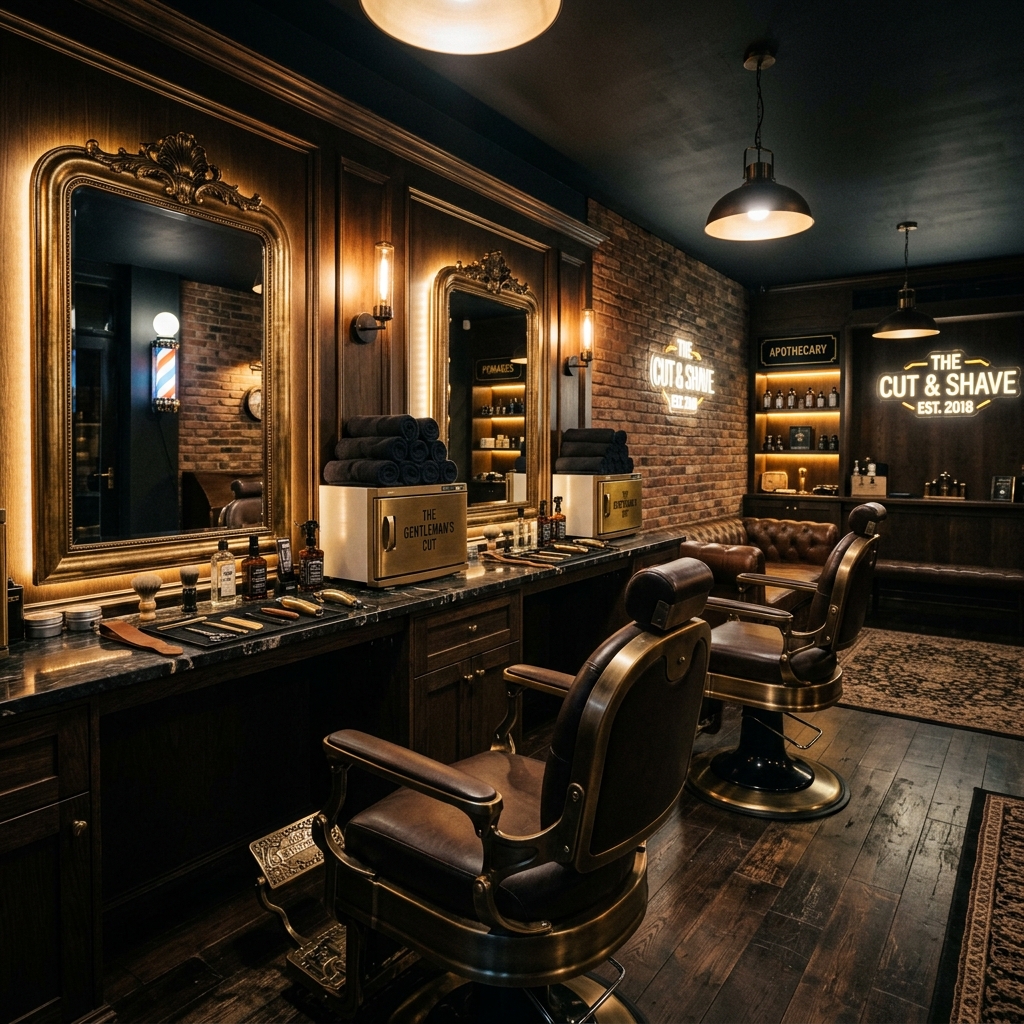 Interior da Pente Fino Barbershop